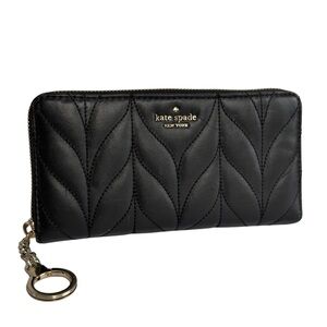 Kate Spade Briar Lane Quilted Zip Around Wallet Black Leather